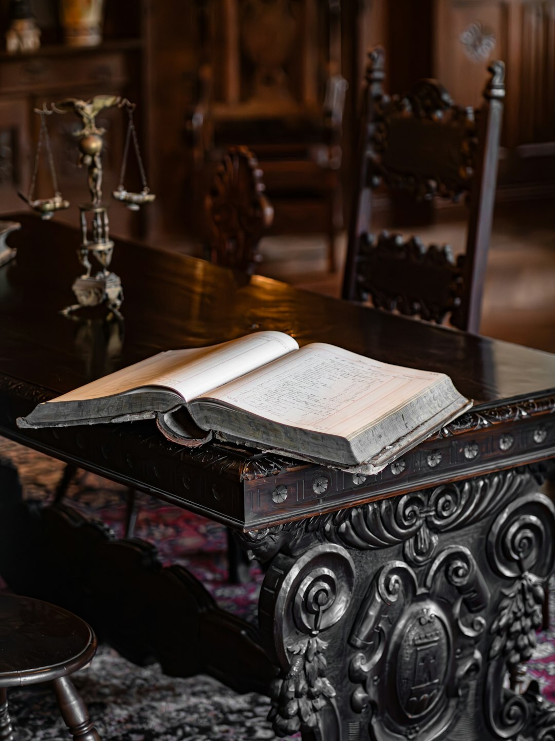 old book open on table