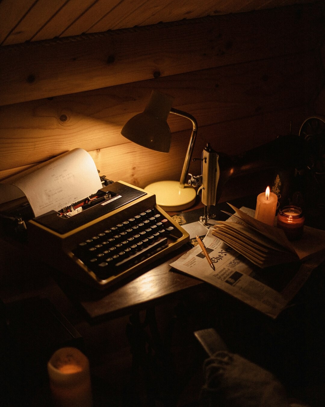 mystery writer typing